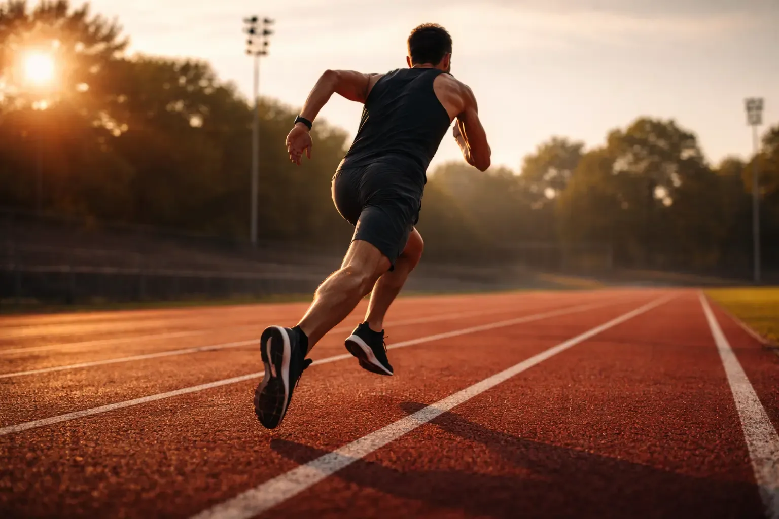 Läufer auf der Tartanbahn beim Cooper Test – 12-Minuten-Lauftest zur Messung der aeroben Ausdauer